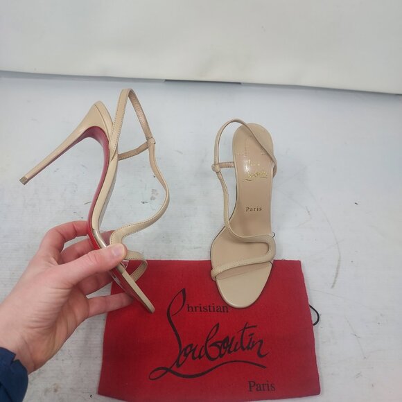 CHRISTIAN LOUBOUTIN Rosalie Strass Nude Strappy Heel Sandal - Picture 1 of 14